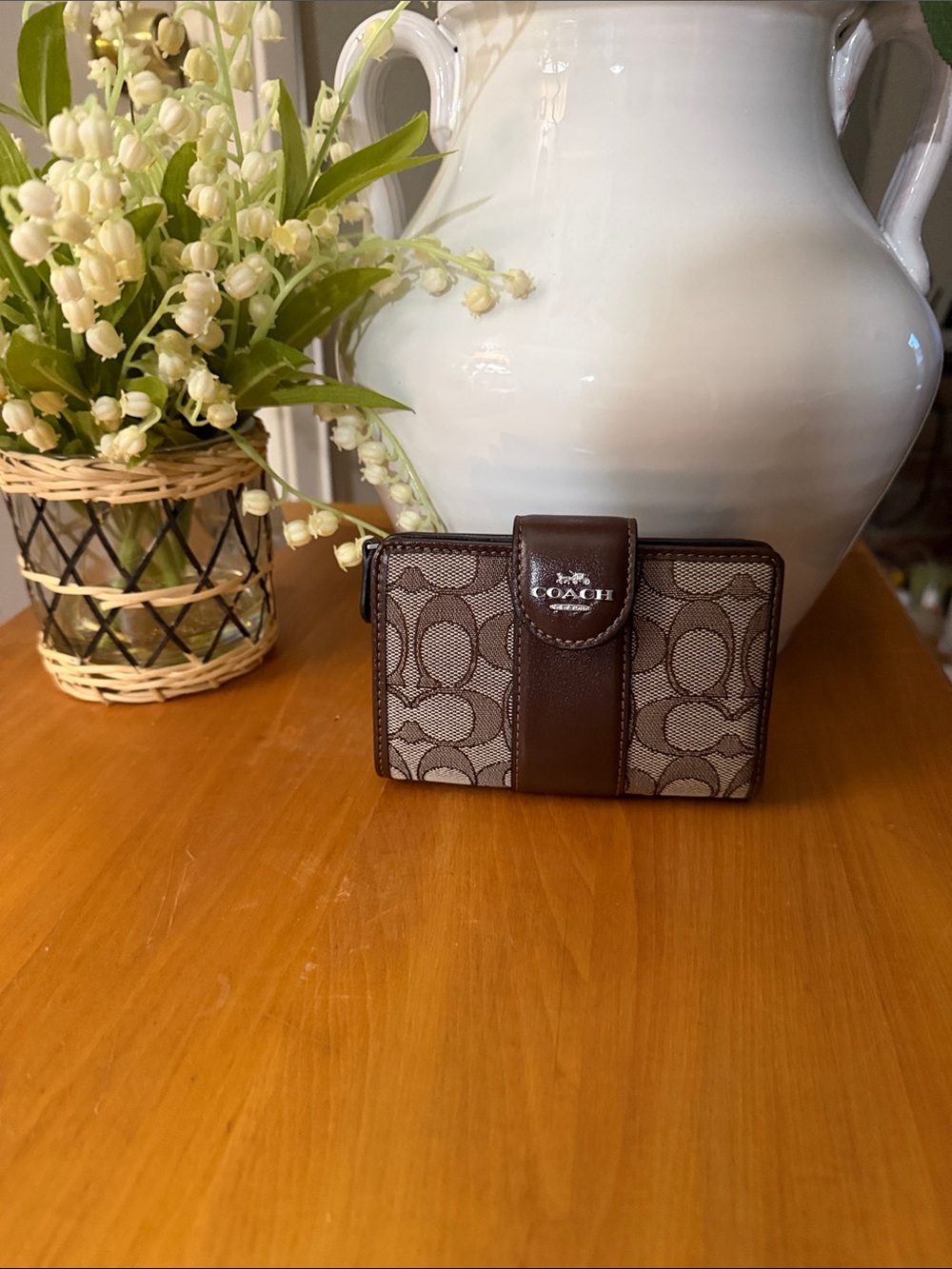 Coach Brown Signature Canvas Small Wallet
